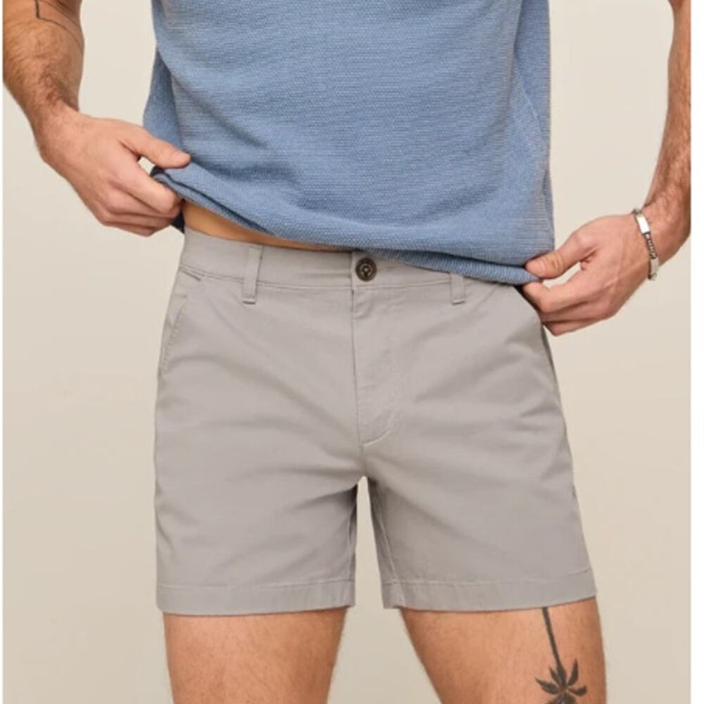 Chubbies The Steel Grays 7" Flat Front Stretch Twill Chino Shorts Size 33